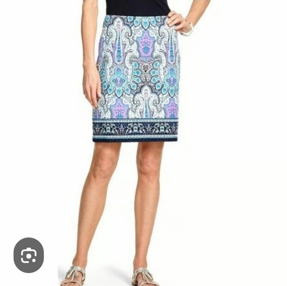 Talbots Dresses & Skirts - Talbots Pink And Blue Mykonos Paisley A-Line Skirt - 6p